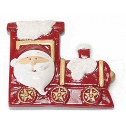 Christmas decoration, santa in train, ceramic
